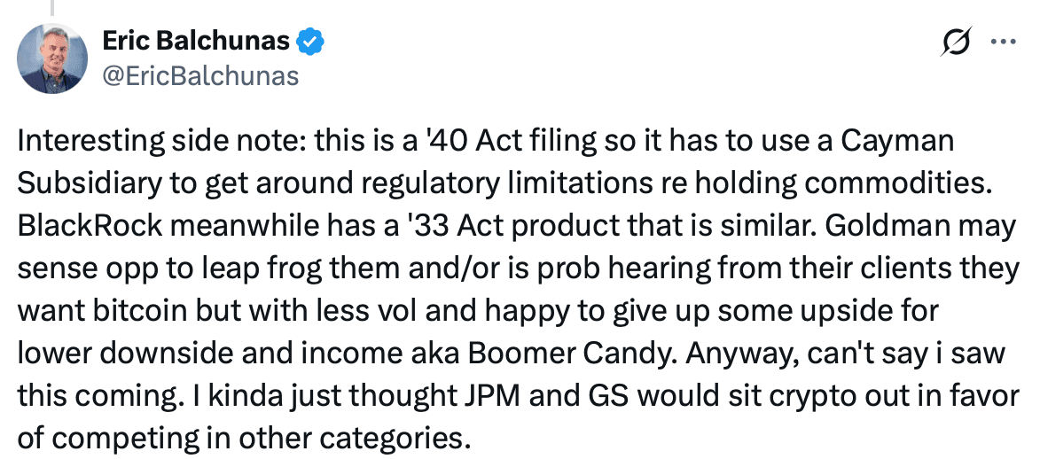 Goldman Sachs, Banks, Ethereum, Gold, Solana, MicroStrategy