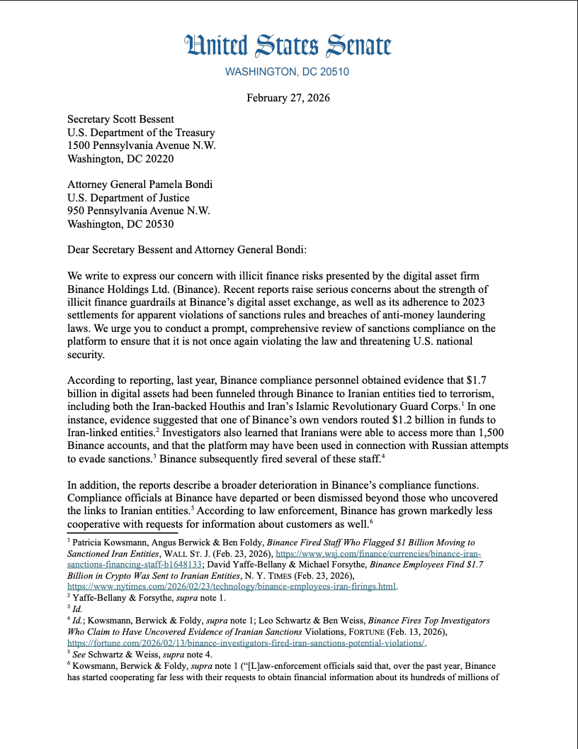 Congress, Senate, Iran, Cryptocurrency Exchange, Binance, Sanctions
